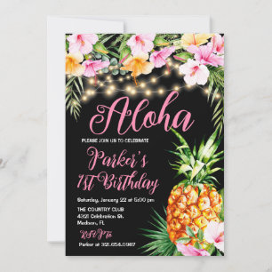 Invitation Blush rose floral Aloha ananas fête d'anniversaire