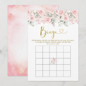 Invitation Blush rose Floral Baby shower Baby Bingo Jeu (Devant / Derrière)