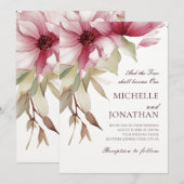 Invitation Blush rose Floral Bible chrétienne Verse Mariage (Devant / Derrière)