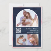 Invitation Blush rose Floral Citrouille QR Code Marine Mariag (Dos)