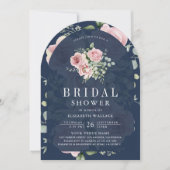 Invitation Blush rose floral Eucalyptus Fête des mariées mari (Devant)