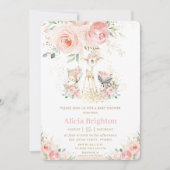 Invitation Blush rose Floral mignon Baby shower Fille Bois (Devant)