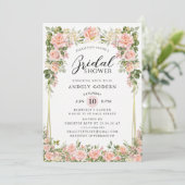 Invitation Blush Rose Floral Modern Bridal Shower (Debout devant)