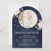Invitation Blush rose Floral Moon Arch Marine Fête des mariée (Devant)