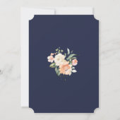 Invitation Blush rose Floral Navy Blue Gold Cross Baptême (Dos)