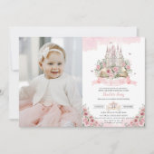Invitation Blush rose Floral Princess Castle Storybook Photo (Devant)