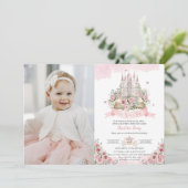 Invitation Blush rose Floral Princess Castle Storybook Photo (Debout devant)