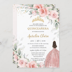 Invitation Blush rose Floral Princess Rose Gold Quinceañera