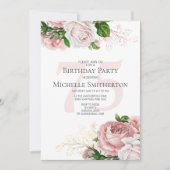 Invitation Blush Rose Floral Rose Blanc 75e anniversaire (Devant)