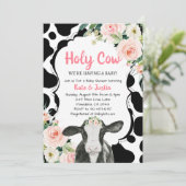 Invitation Blush rose Floral Saint-Vache Baby shower (Debout devant)