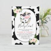 Invitation Blush rose Floral Saint Vache Imprimer Anniversair (Debout devant)