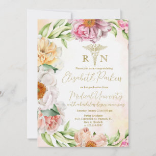 Invitation Blush Rose Floral Soins de fin d'études