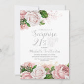 Invitation Blush rose Floral Surprise 21e anniversaire (Devant)