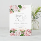 Invitation Blush rose Floral Surprise 21e anniversaire (Debout devant)