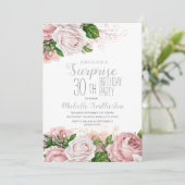 Invitation Blush rose Floral Surprise 30e anniversaire (Debout devant)