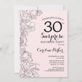 Invitation Blush rose Floral Surprise 30e fête d'anniversaire (Devant)