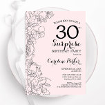 Invitation Blush rose Floral Surprise 30e fête d'anniversaire<br><div class="desc">Bleu rose et noir floral surprise 30e anniversaire invitation fête. Design moderne élégant avec accents botaniques et police de script typographique. Carte invitation florale simple parfaite pour une célébration anniversaire surprise femme élégante. Peut être customisé à n'importe quel âge. Invitations Zazzle imprimées ou téléchargement instantané modèle imprimable numérique.</div>