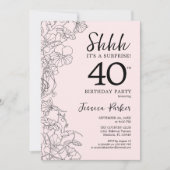 Invitation Blush rose Floral Surprise 40e anniversaire (Devant)