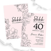 Invitation Blush rose Floral Surprise 40e anniversaire