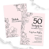Invitation Blush rose Floral Surprise 50e fête d'anniversaire
