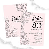 Invitation Blush Rose Floral Surprise 80e anniversaire