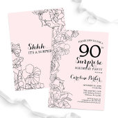 Invitation Blush rose Floral Surprise 90e fête d'anniversaire