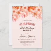 Invitation Blush rose Floral Surprise Anniversaire Dîner (Devant)