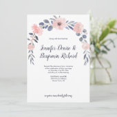 Invitation Blush Rose Floral Tombe Mariage | (Debout devant)