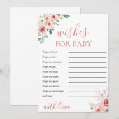 Invitation Blush Rose Floral Wives for Baby shower Card (Devant / Derrière)