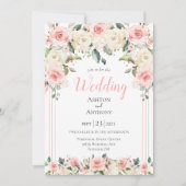 Invitation Blush rose flore Typographie (Devant)