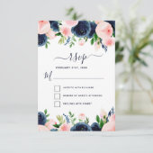 Invitation Blush Rose Foncé Floral Aquarelle RSVP (Debout devant)