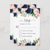 Invitation Blush Rose Foncé Floral Aquarelle RSVP (Devant / Derrière)