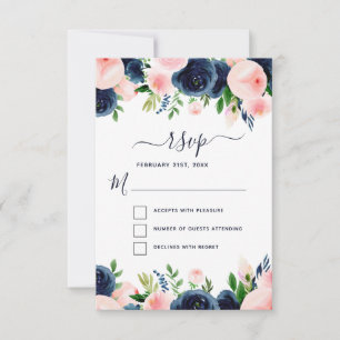 Invitation Blush Rose Foncé Floral Aquarelle RSVP