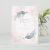 Invitation Blush Rose Glam Géométrique Botanique Douce Fête 1 (Debout devant)