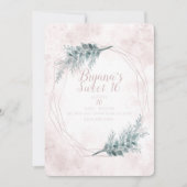 Invitation Blush Rose Glam Géométrique Botanique Douce Fête 1 (Devant)