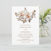 Invitation Blush  Rose Gold 3D Flowers Simple (Debout devant)