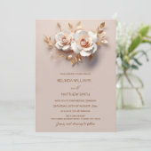 Invitation Blush Rose Gold 3D Flowers Simple (Debout devant)