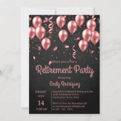 Invitation Blush Rose Gold Balloons Confetti Retirement Party (Devant)