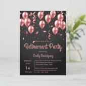Invitation Blush Rose Gold Balloons Confetti Retirement Party (Debout devant)