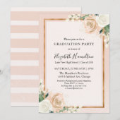 Invitation Blush & Rose Gold Chic Floral Graduation Party (Devant / Derrière)