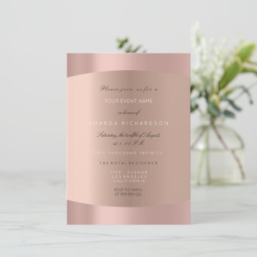 Invitation Blush Rose Gold Élégant Fleur de colibri Formel (Debout devant)