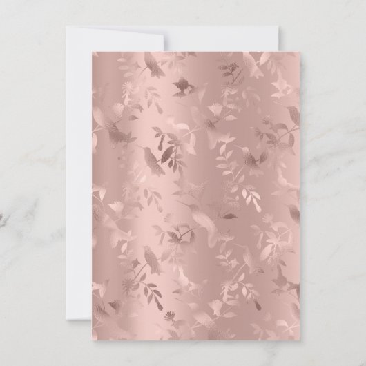 Invitation Blush Rose Gold Élégant Fleur de colibri Formel (Dos)