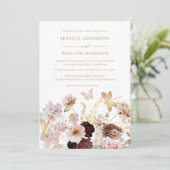 Invitation Blush & Rose Gold Floral Peony Papillons Mariage (Debout devant)