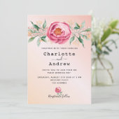 Invitation Blush rose gold floral wedding (Debout devant)