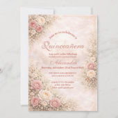 Invitation Blush Rose Gold Garden Quinceañera (Devant)