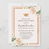 Invitation Blush & Rose Gold Modern Floral Graduation Party (Devant)