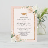Invitation Blush & Rose Gold Modern Floral Graduation Party (Debout devant)