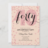 Invitation Blush Rose Gold Parties scintillant 40e fête d'ann (Devant)