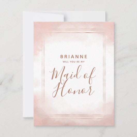 Invitation Blush Rose Gold Serez-vous ma femme d'honneur (Devant)