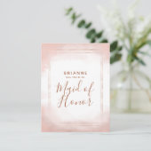 Invitation Blush Rose Gold Serez-vous ma femme d'honneur (Debout devant)